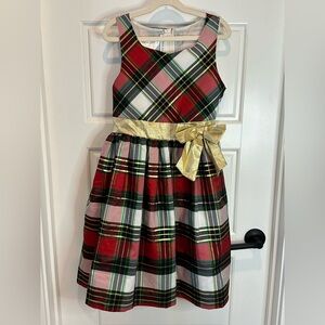 Bonnie Jean Red Plaid Dress with Gold Bow